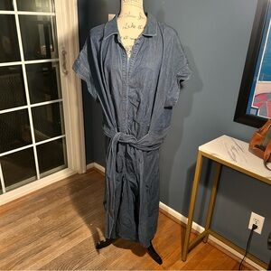 Nina Parker Trendy Plus Size Denim Ruched Tie-Front Dress